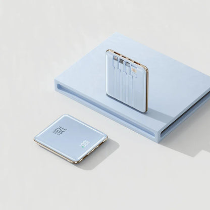 Power Bank 20000mAh Ultra Thin Portable Charger with Built-in Cable Large Capacity Super Fast Charging Powerbank for Smartphones