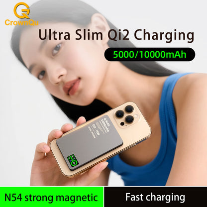 QI 2.1 Magnetic Powerbank Wireless Fast Charing Spare Portable External Battery for iPhone 12-17 Pro Watch Airpods 5000/10000mAh